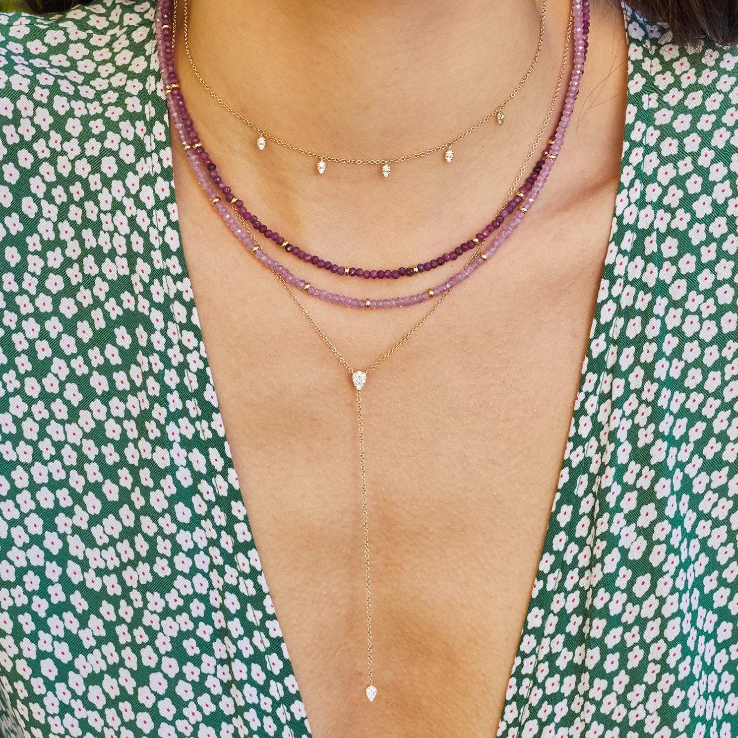 Seven chakra stone lariat necklace - silver and gold – Renee Piatt  Collection