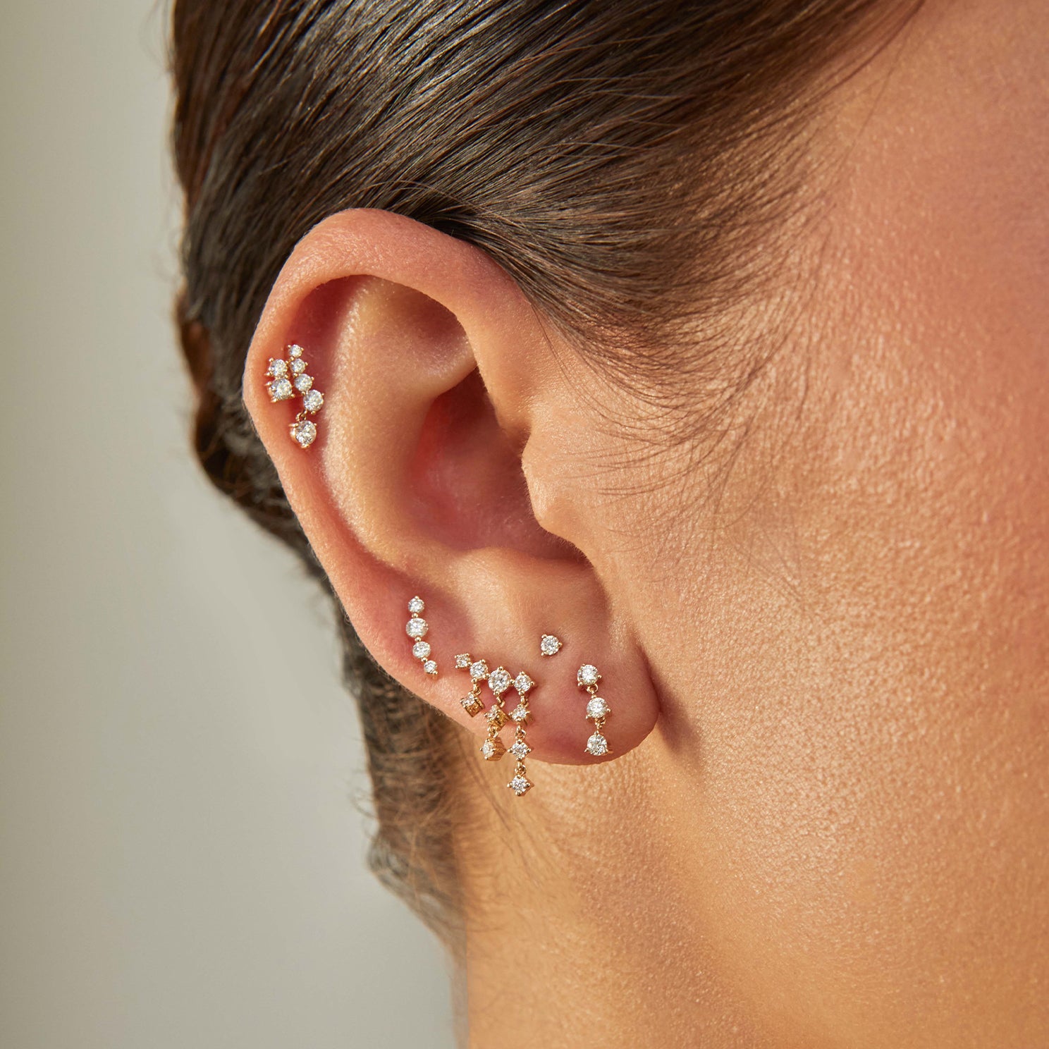 Three-Prong Stud Earrings