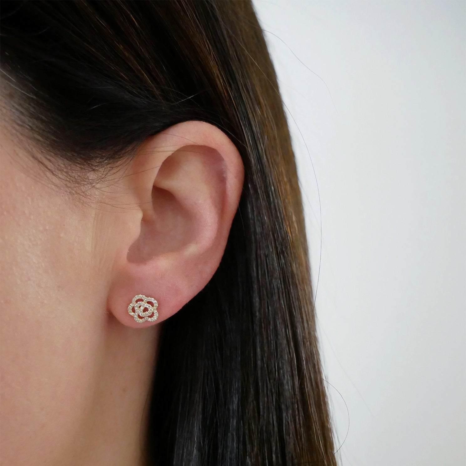 Diamond Rose Stud Earring