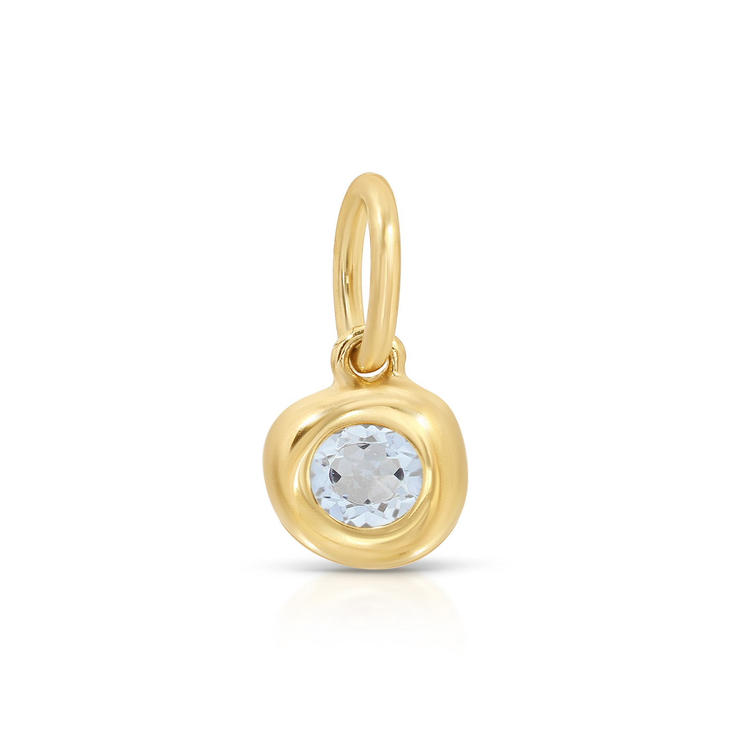 Aquamarine Pillow Birthstone Charm in 14k Yellow Gold necklace charm