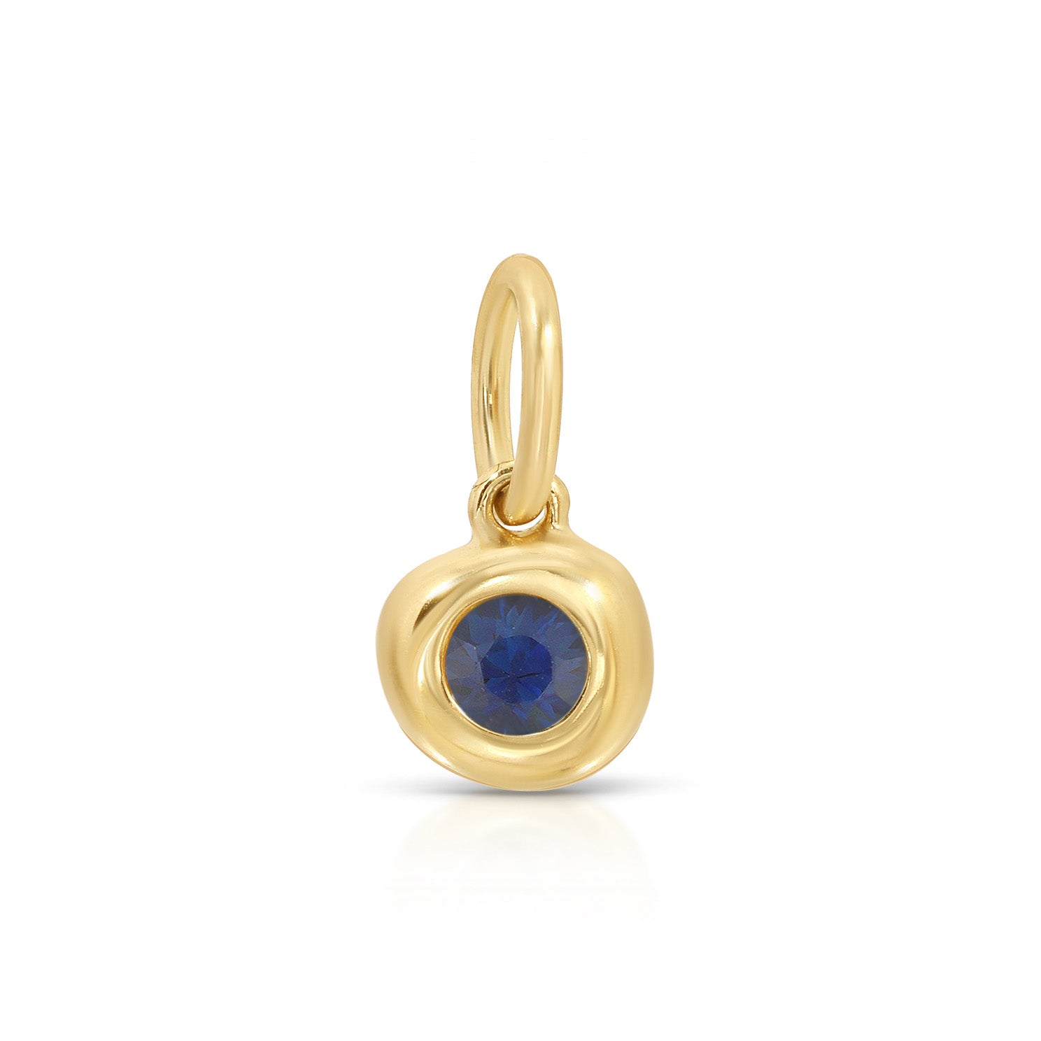 Blue Sapphire Birthstone Pillow Charm in 14k Yellow Gold