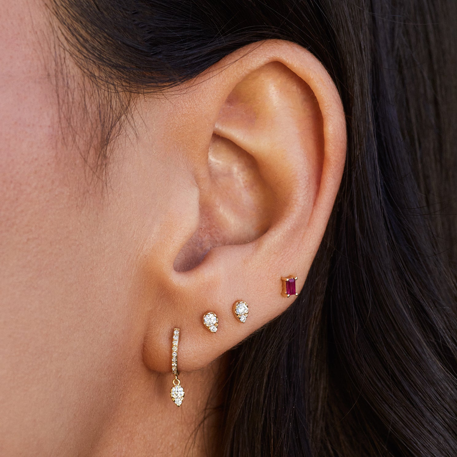 Diamond Mini Pear Stud Earring — EF Collection®