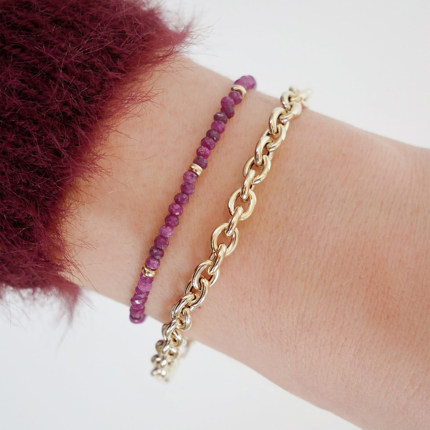 Ruby Faceted Beads Bracelet BR-8070U @ Crystal Light Centrum™