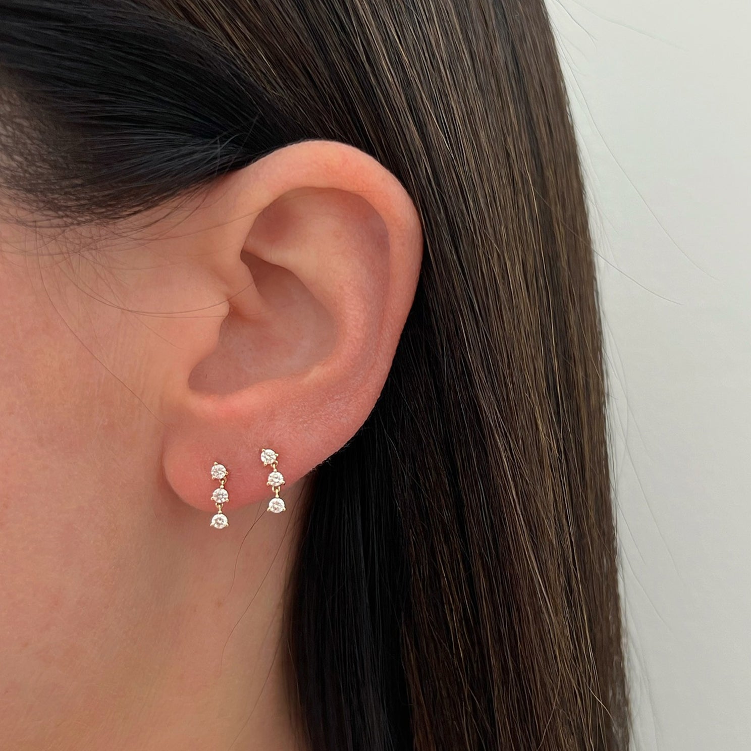 Triple Prong Set Diamond Stud Earring | 14k Gold | EF Collection — EF ...