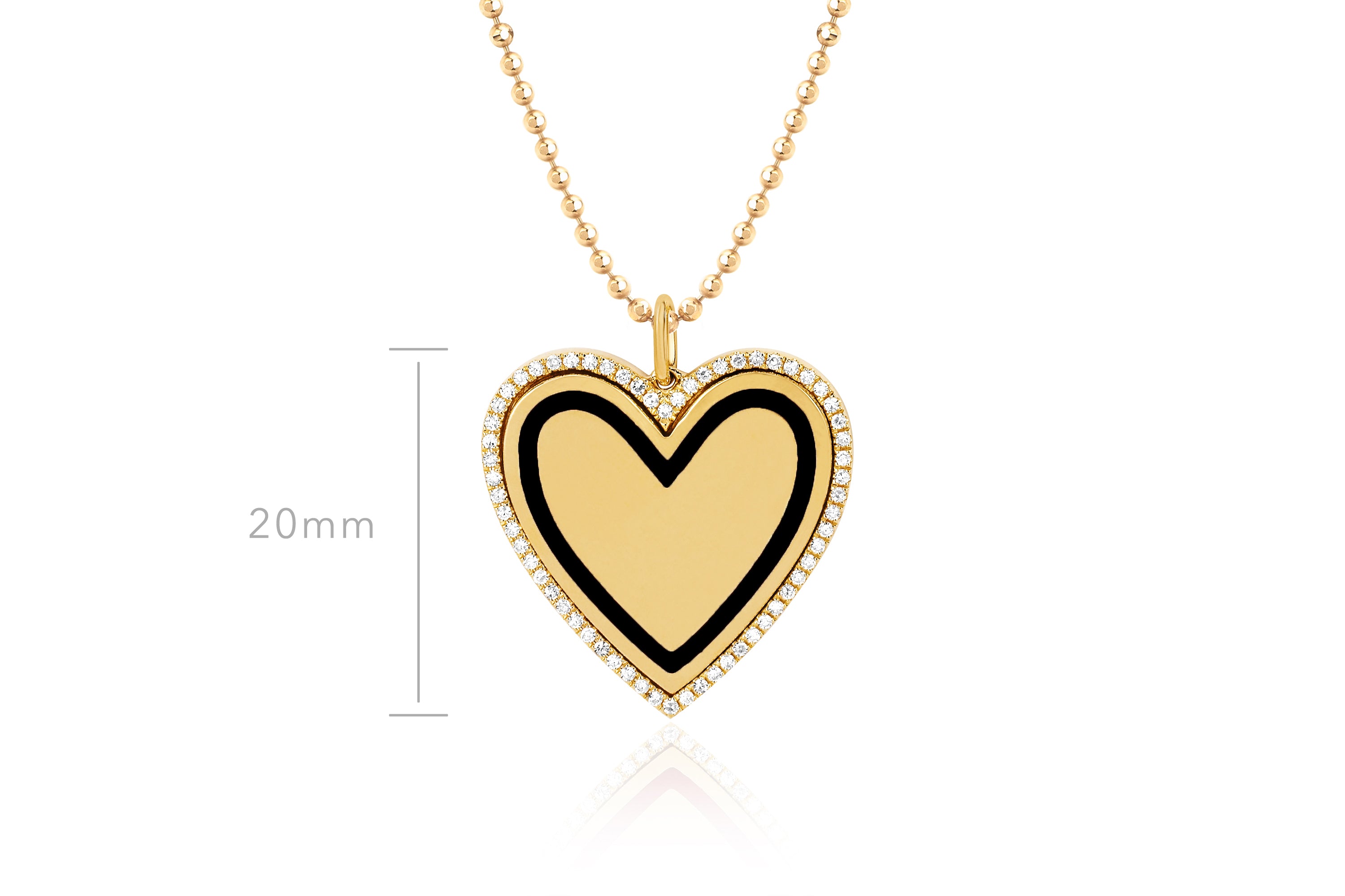 14K Yellow Gold-Filled Diamond 20mm Heart Locket Pendant Necklace, w/18-inch Chain