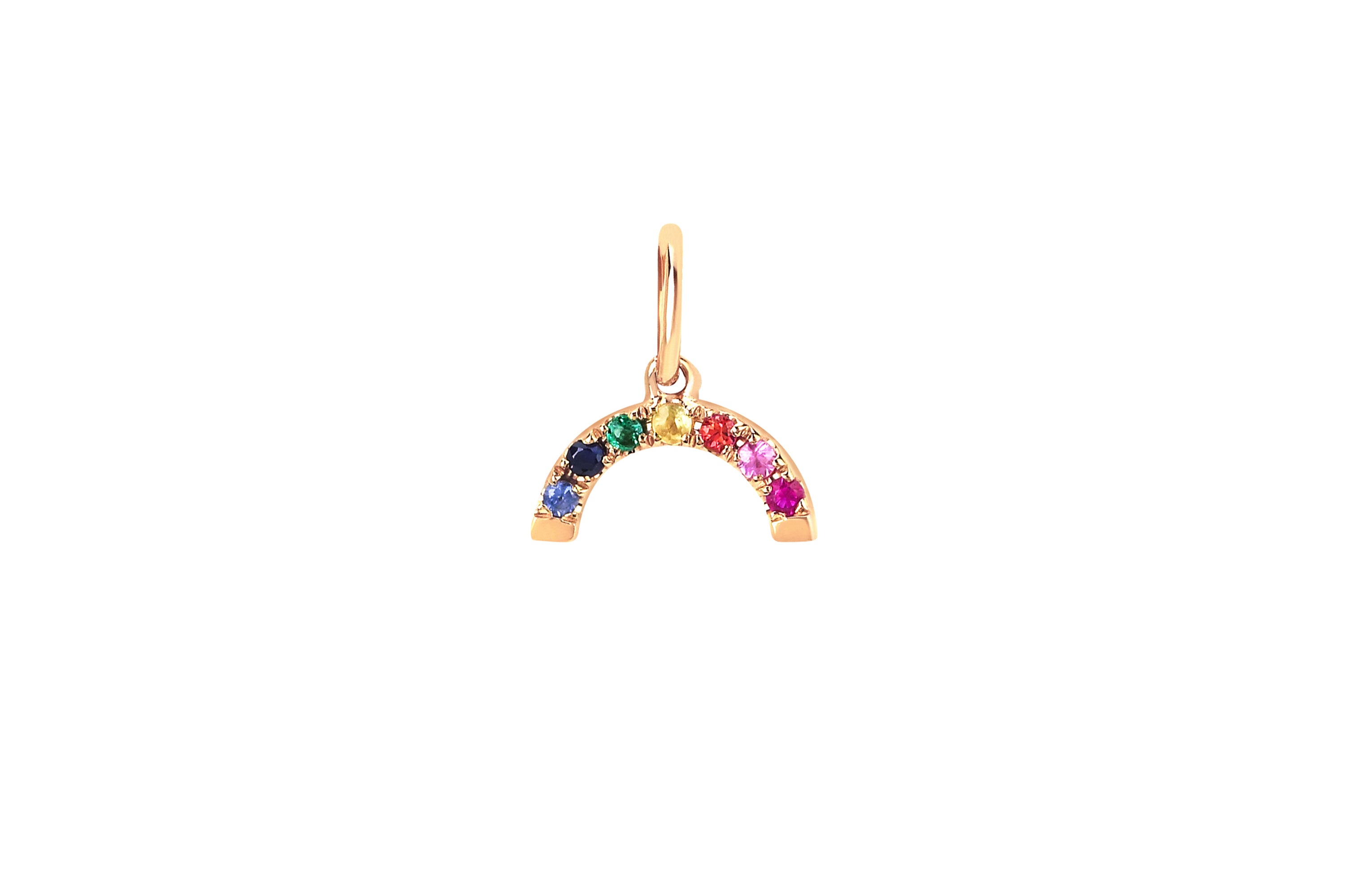 14K White Gold Rainbow Necklace Charm