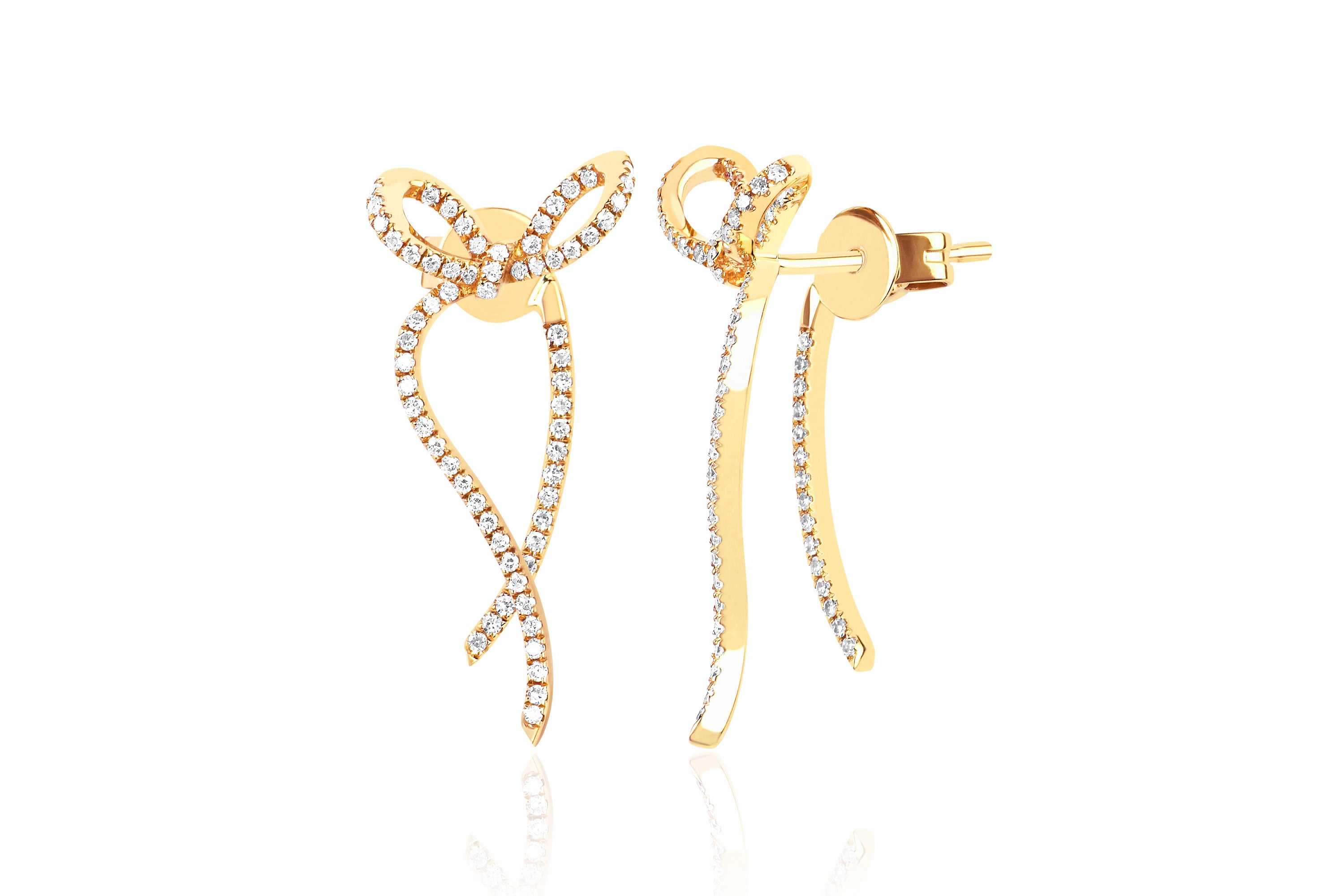 Diamond Bow Earring in 14k yellow gold