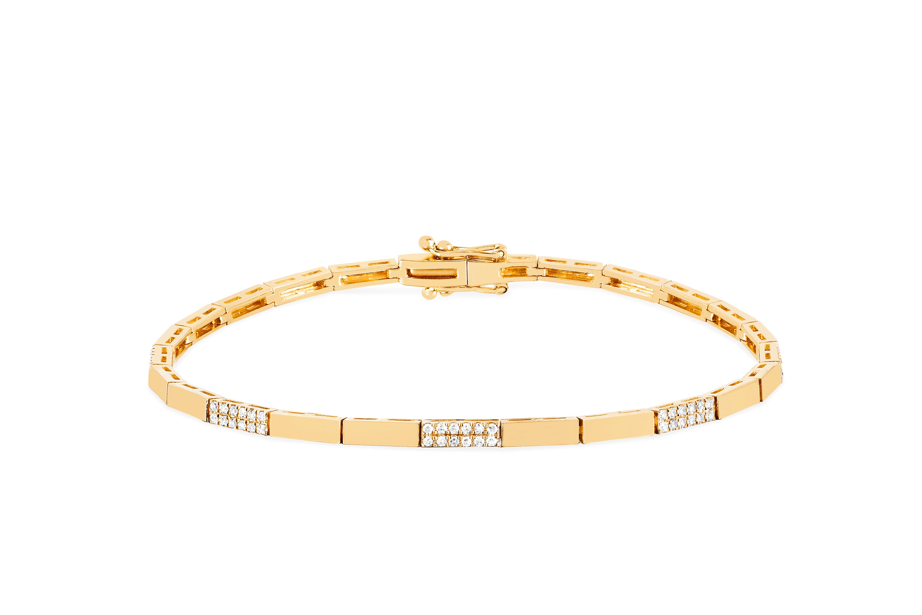 Double Row Diamond Bangle Bracelet in 14K Yellow Gold