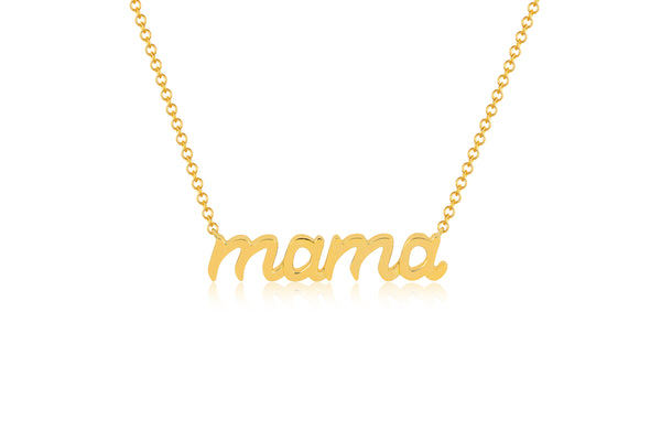 Gold Script Mama Necklace