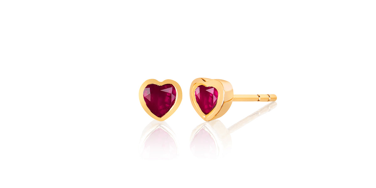 Cadar 18kt yellow gold Heart ruby earrings