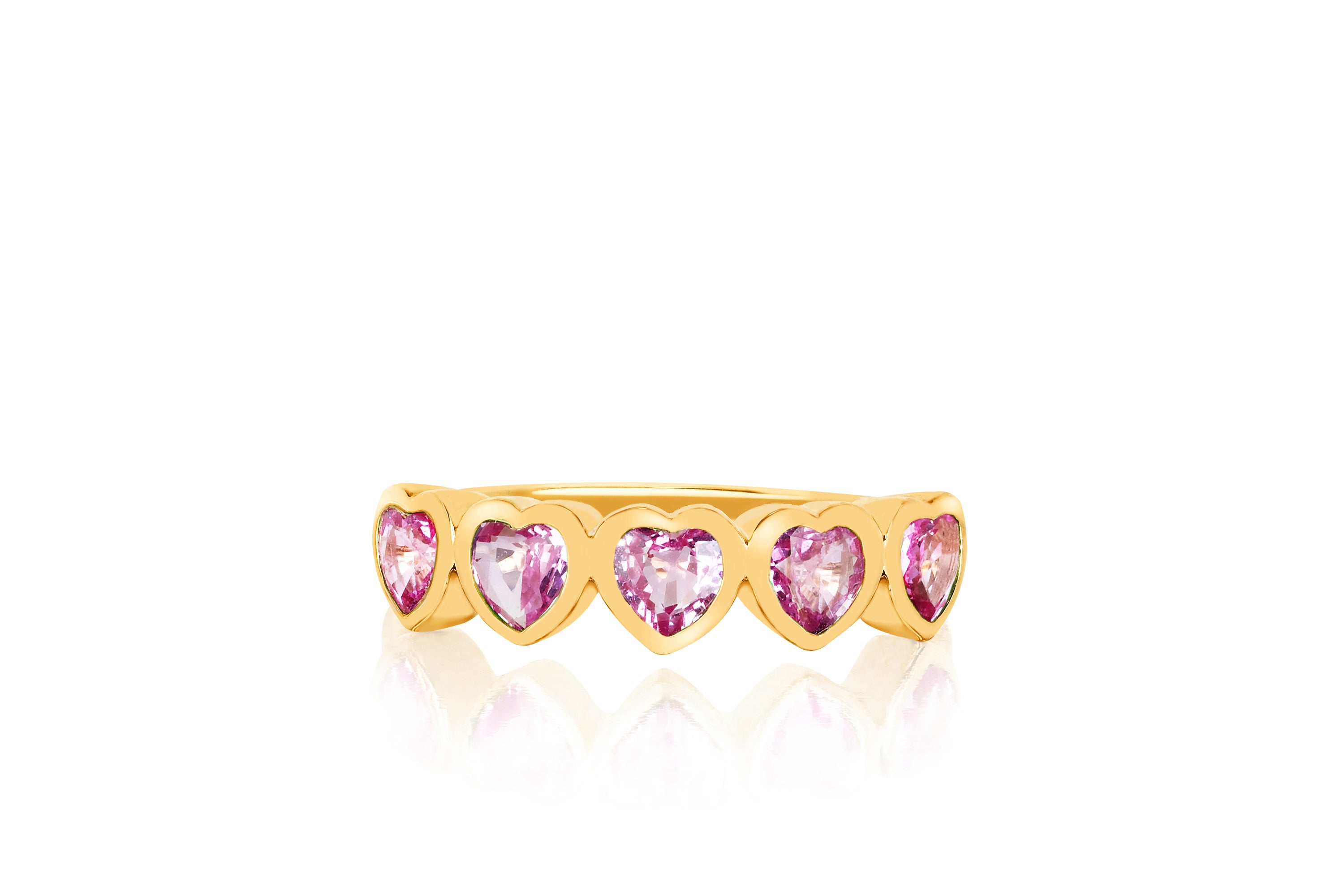 Vintage Golden Heart Rings Set For Women Fashion Pink Green Color