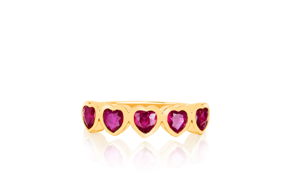 Ruby Multi Heart Ring | 14K Yellow or Rose Gold | EF Collection 14K Rose Gold / 7