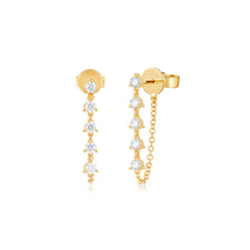 Multi Diamond Chain Stud Earring | 14k Gold | EF Collection — EF ...