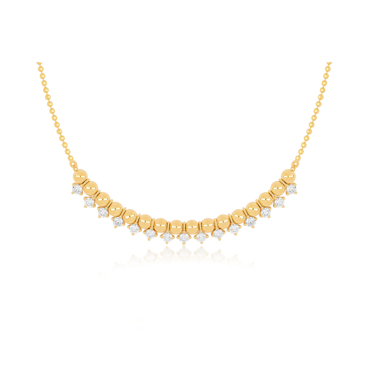 EF Collection | Gold Faceted Ball Chain Necklace | Fine Jewelry |14 Karat Gold, 14K Yellow Gold / 16-18